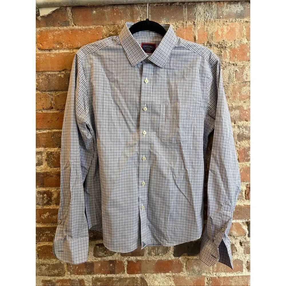 INTUCKit • Slim-fit - Wrinkle Free • Blue White Plaid Button-down Shirt • Women’